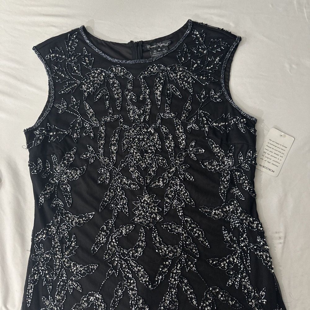 NWT Pisarro Nights [ 14 ] Sleeveless Embellished Column Gown‎ Dress Black